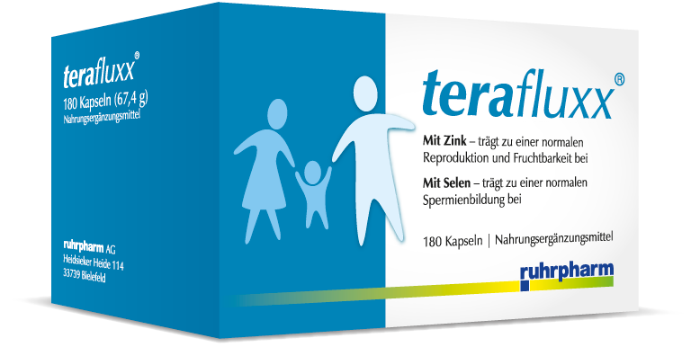 Terafluxx® – mit Zink und Selen. Trgt zu einer normalen Reproduktion, Fruchtbarkeit und Spermienbildung bei